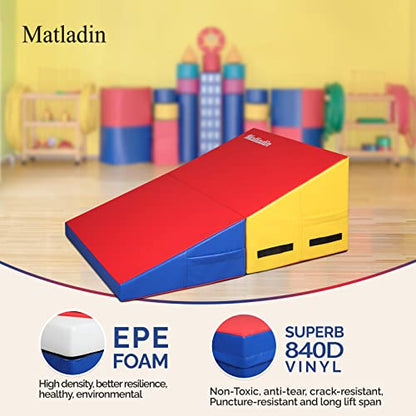 Matladin Incline Gymnastics Wedge Mat, Folding Gymnastics Mat for Kids Girls Home Training Exercise - color: Red+Yellow+Blue, size: 32.7 in x 23.6in