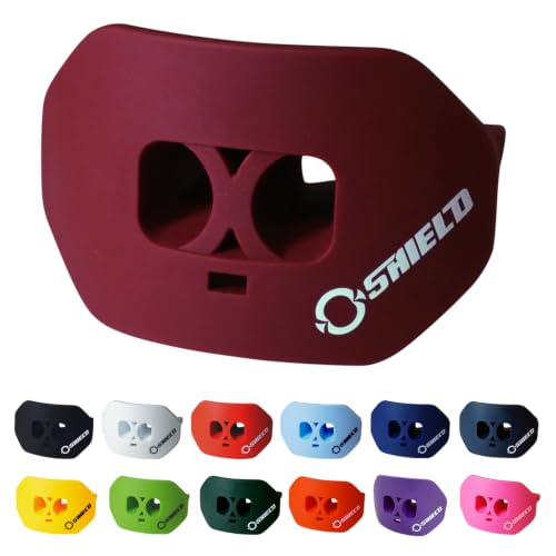 O Shield Core Football Mouth Guard, Detachable Strap - color: Maroon