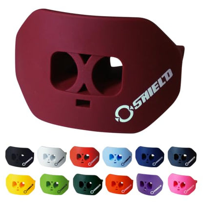O Shield Core Football Mouth Guard, Detachable Strap - color: Maroon