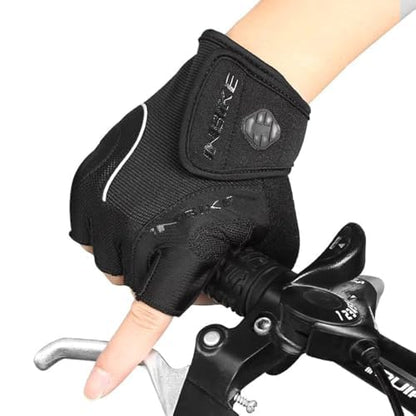 INBIKE 5mm Padded Half Finger Bike Bicycle Cycling Gloves - color: Black, size: X-Large