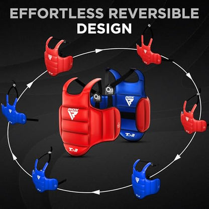 RDX Boxing Body Protector Reversible, Kickboxing MMA Muay Thai Chest Guard, Sparring Training Heavy Punching, Adjustable Shield, Martial Arts Upper Belly Protection Pad, Taekwondo TKD Vest - color: RED, size: XX-Large