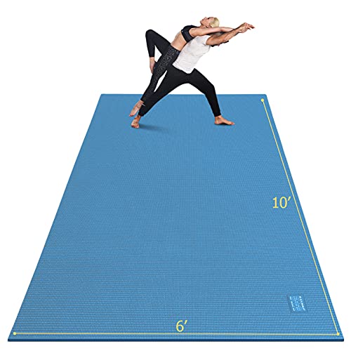 GXMMAT Large Yoga Mat 12'x6'/10'x6'/6'x8'(7mm), Extra Thick Workout Mats for Home Gym Flooring, Ultra Comfortable Non-Slip Quick Resilient Barefoot Wide Exercise Mat for Pilates, Stretching,Meditation - color: Blue Sky, size: 6*10 FT