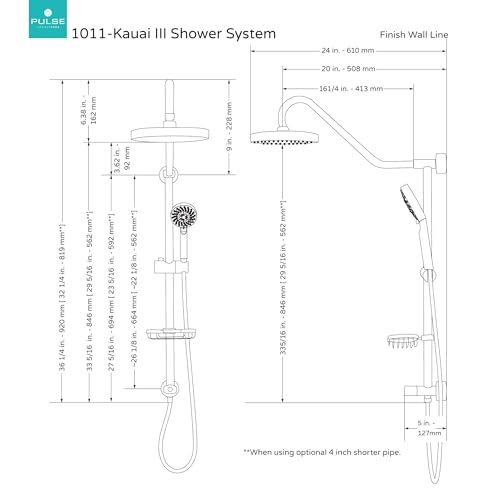 PULSE ShowerSpas Kauai III Matte Black Rain Shower Head with Handheld Spray - 1.8 GPM, 8" Showerhead, 5-Function HandShower, Adjustable Slide Bar - Shower Heads with Handheld Spray Combo - size: 1.8 Gallon Per Minute, style: Matte Black