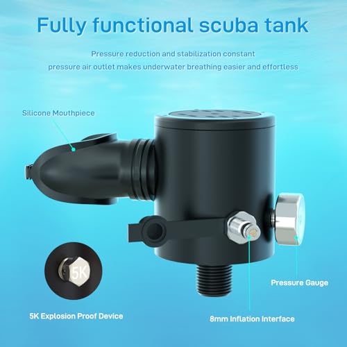 Mini Scuba Tank 0.5L Diving Tank with DOT Certification Reusable Lung Air Tank Backup Air Source Pony Bottle for Underwater Shooting and Emergency Rescue Operations - style: A-green(no Inflation Equipment)