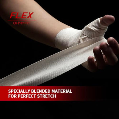 Flex Boxing Hand Wraps - 236 Inch/6M Extra Long for Premium Protection and Ultimate Performance - color: White