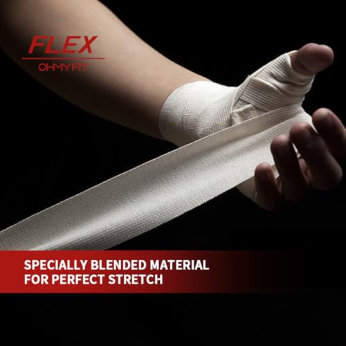 Flex Boxing Hand Wraps - 236 Inch/6M Extra Long for Premium Protection and Ultimate Performance - color: White