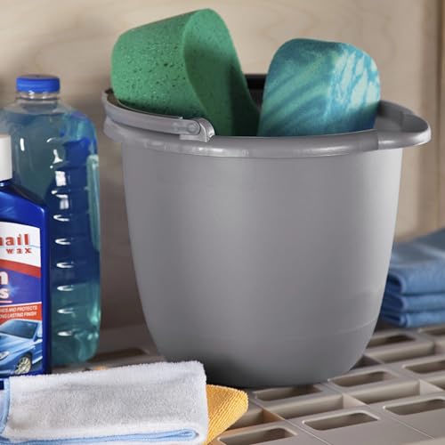 Commercial Products 10 Qt. Spout Pail Classic Titanium, Gray, Comfortable/Durable Pour Handle, Sturdy Pail Bucket for Household Cleaning/Mopping