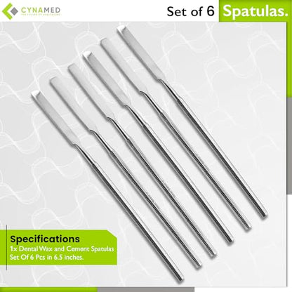Cynamed Multi-Purpose Stainless Steel Spatula Set - 6-Piece Precision Craft, Medical & Dental Application Tools - Ideal for Mixing, Spreading & Smoothing Materials