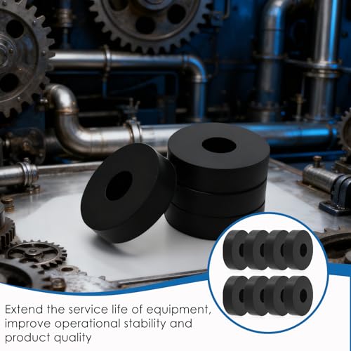 8 Pcs Rubber Anti Vibration Pads, 1.5 Inch OD 0.5 Inch ID 0.4 Inch Thick Rubber Washers and Spacers, Vibration Damping Pads for Washing Machine and Mechanical Equipment, Isolation Blocks
