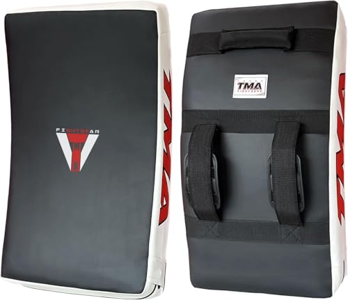 TMA Kick Shield Muay Thai Kickboxing, Heavy Curved Kicking Striking Body Pad, Target MMA Boxing Training, Kickboxing Body Shield, 3 Padded Handles, Karate Kicking Pads, Sparring Sheild