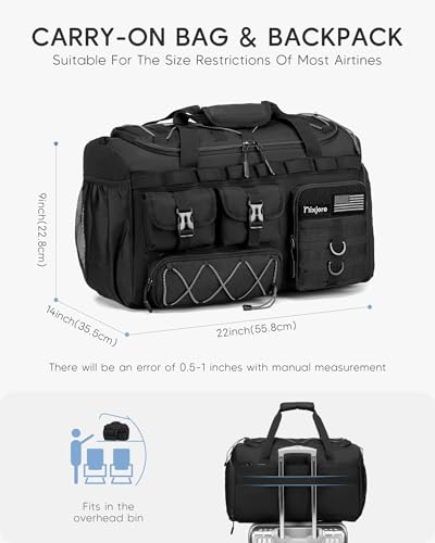Tactical Gym Bag for Men Women Carry On Luggage 22x14x9 Airline Approved - color: Red, size: Large