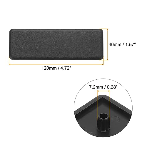 MECCANIXITY 10Pcs Standard Plastic Rectangle Aluminum Extrusion End Cap Black Hole Dia 7.2mm 120x40mm for Trolley, Fish Tank Rack, Storage Rack - size: 120x40mm