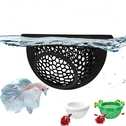 Three-Piece Betta Fish Feeder, Betta Fish Toy, and Shrimp nest Aquarium Floating Hiding Place 3D Printed Material 2.7 x 1.5 inches, Suitable for Small Fish
