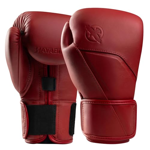 Hayabusa E1 Leather Boxing Gloves for Men and Women Wrist and Knuckle Protection, Dual Splinted Wrist Support, Cloud-Like Knuckle Padding - color: Red, size: 16oz