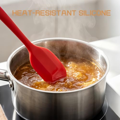 Silicone Spatula, 11 inch Large Rubber Spatulas Heat Resistant Non-Stick Flexible Kitchen Spatulas with Stainless Steel Core Scraper for Cooking, Baking, Mixing Tool (4-Piece)