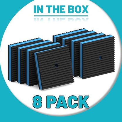8 Pack Anti Vibration Pads, Heavy Duty Rubber Pads, 4" × 4" × 7/8" Sound Isolation Ribbed Rubber Mats, Vibration Isolation Pads for Outdoor AC Units, Air Compressors, Condenser Unit, HAVC