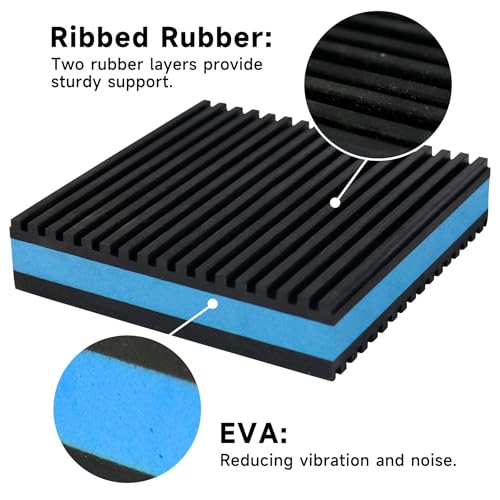 BJADE'S Rubber Anti-Vibration Isolator Pads,4" x 4" x 7/8" with EVA Center,Heavy Duty Vibration Isolation Pads for HVAC,Air Compressor,Air Conditioner,Washer and Dryer,Treadmill - size: 4 x 4 x 7/8in