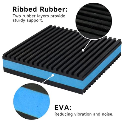 BJADE'S Rubber Anti-Vibration Isolator Pads,4" x 4" x 7/8" with EVA Center,Heavy Duty Vibration Isolation Pads for HVAC,Air Compressor,Air Conditioner,Washer and Dryer,Treadmill - size: 4 x 4 x 7/8in