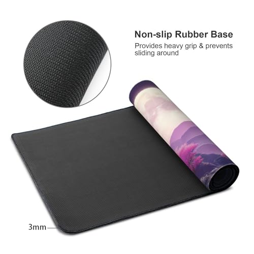 XXL Gaming Mouse Pad 35.4 x 15.7 Inch, Large Extended Desk Mousepad, Water-Resistant Surface, Stitched Edges, Non-Slip Rubber Base Desk Mat for Gaming & Office - color: Cherry Moon