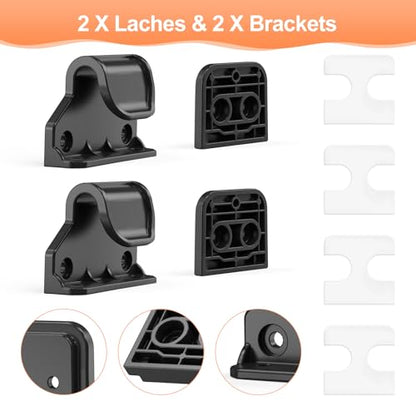 EZIGO Retractable Baby Gates Replacement Parts, Full Set Wall Mounting Accessories Including Brackets, Latches, Screws for 100/120 inch Extra Wide Baby Gate Mesh Gate Retractable Dog Gate, Black