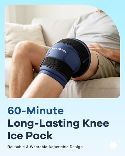 Knee Ice Pack Wrap for Pain Relief, 60-Min Long-Lasting Adjustable Compress