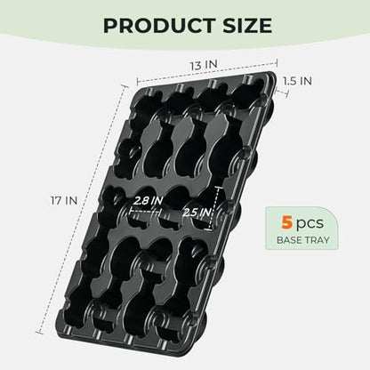3 Inch Seed Starting Trays 5 Pack, 20-Cell Seedling Starter Trays for Indoor Outdoor Growing, Plant Starter Germination Trays for Pots Seedlings 3" Opening Compatible Pots - size: 3 Inch, style: 5 Pack Seed Starter Tray