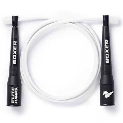 EliteSRS 10 Foot Outdoor Rated 5Mm Pvc, Boxer Jump Rope 3.0 with Smooth Action Polymer Handles and Ergonomic Slip-Resistant Dimpled Grips - color: White