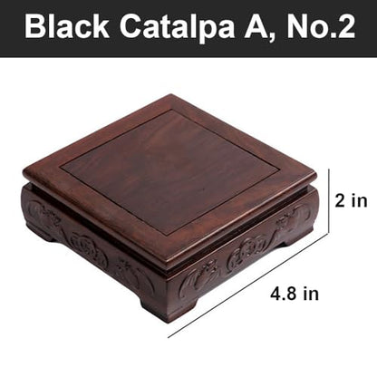 GOLDY&WENDY Square Solid Wood Base Handmade Carved Rosewood Display Stand Vase Teapot Aquarium Lamp Pedestal