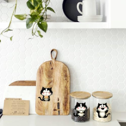 Peacoblue 18 Sheets Rub on Transfers for Crafts, Cute Black and White Cat 3.6"x3.9" UV DTF Cup Wraps Waterproof Rub on Cold Transfers Stickers for Wood Glass Metal Cup Tumblers Mirrors Mugs Decor - style: Cute Black and White Cat