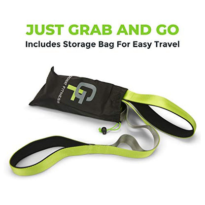 Stretching Strap for Physical Therapy, 12 Multi-Loop Stretch Strap 1.5" W x 8' L, Neoprene Handles, Physical Therapy Equipment, Yoga Straps for Stretching, Leg Stretcher. - color: Green/Grey