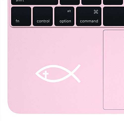 Transparent Decal Stickers of Religion Fish Christian Cross (White) Premium Waterproof Vinyl Decal Stickers for Laptop Phone Accessory Helmet Car Window Mug Tuber Cup Door Wall Decora ANDauto036040WH