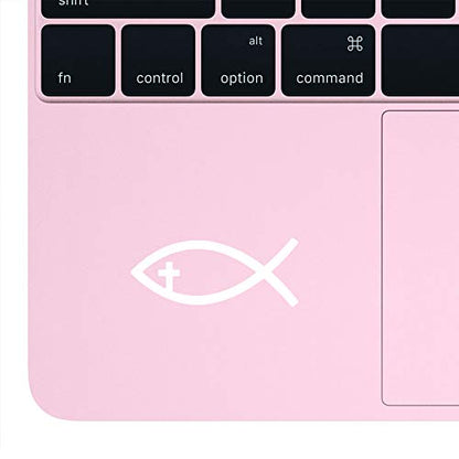 Transparent Decal Stickers of Religion Fish Christian Cross (White) Premium Waterproof Vinyl Decal Stickers for Laptop Phone Accessory Helmet Car Window Mug Tuber Cup Door Wall Decora ANDauto036040WH