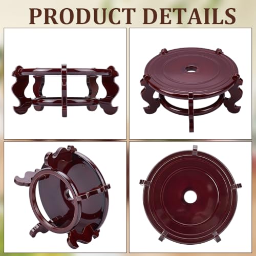 2 Pcs Wooden Plant Stands Indoor, 7.5" Diameter Chinese Oriental Decorative Sturdy Plant Stand for Vases, Planters Mini Fish Tanks (Brown) - size: 7.5 Inch