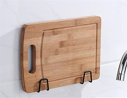 Pot Lid Holder, 2 Pairs of Wall Mount Pot Lid Organizer,304 Stainless Steel Self Adhesive Cabinet Door Pot Lid Holder Rack for Kitchen Wall Mount,Freely Adjustable Length - color: Black