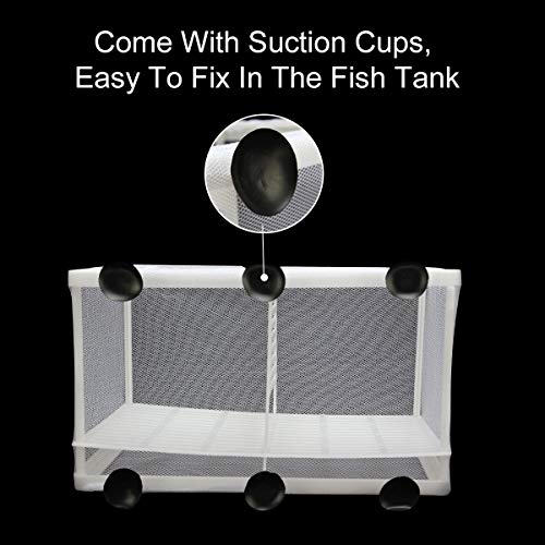 Aquarium Fish Breeder Box Fish Fry Hatchery Incubator Net Nylon Isolation Mesh with 3pcs Pipette (Large) - size: Large