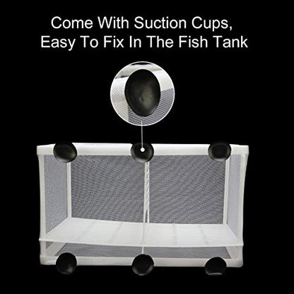 Aquarium Fish Breeder Box Fish Fry Hatchery Incubator Net Nylon Isolation Mesh with 3pcs Pipette (Large) - size: Large