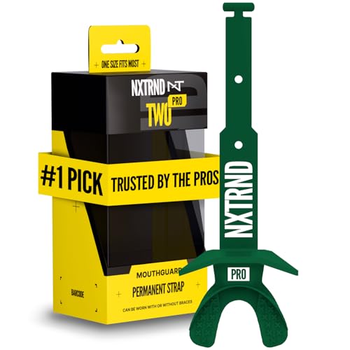 Nxtrnd Two Pro Football Mouth Guard, Permanent Strap, Fits Adult & Youth (Dark Green) - color: Dark Green Pro