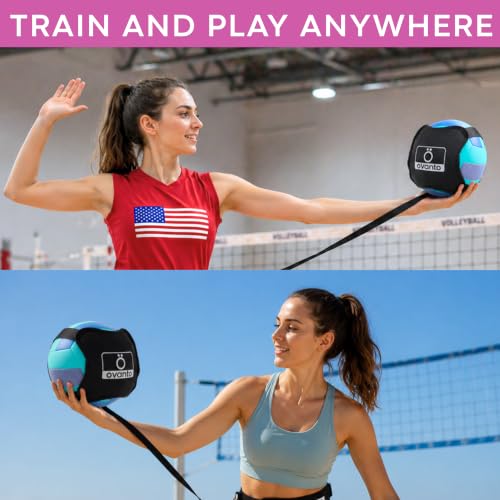 OVANTO Volleyball Training Equipment Kit | Adjustable Practice Hitting Rebounder, Ultra-Stretch Neoprene, Exclusive Elastic Cords, Premium Content - color: VT Pro + Spike MAX