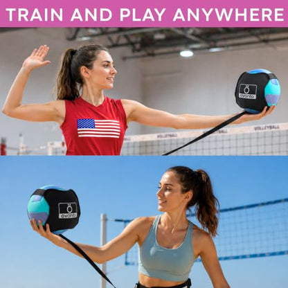 OVANTO Volleyball Training Equipment Kit | Adjustable Practice Hitting Rebounder, Ultra-Stretch Neoprene, Exclusive Elastic Cords, Premium Content - color: VT Pro + Spike MAX