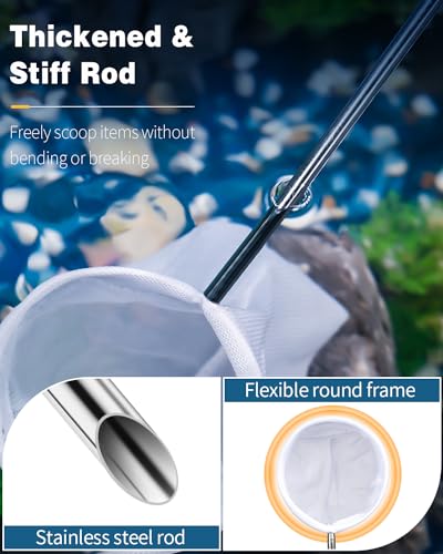 Pawfly Aquarium Shrimp Net - 3 Inch Tiny Fish Tank Net With Extendable Stainless Steel Handle, Soft Round Fine Mesh for Baby Fish, Food Residue, and Debris Skimming in Tanks & Small Ponds