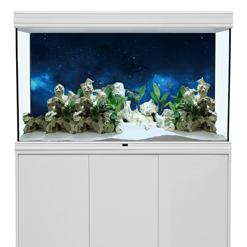 AWERT 72x18 inches Galaxy Aquarium Background Cloud Stars and Blue Cosmic Universe Fish Tank Background Mystery Space Terrarium Background
