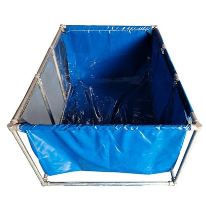 PVC Canvas Fish Pool Pond for Koi Fish Turtles Swimming, Aquarium Transparent Viewing Window Pool Pond with Drain Valve and Frame, Large Aquaculture Pool Temporary Holding Water Storage Tank - size: 200*150*60cm