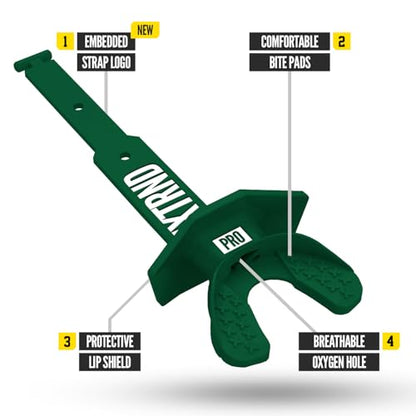 Nxtrnd Two Pro Football Mouth Guard, Permanent Strap, Fits Adult & Youth (Dark Green) - color: Dark Green Pro