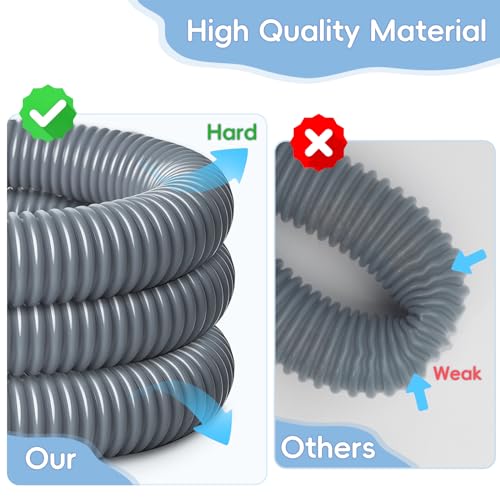Replacement Pool Hoses for Above Ground Pools, 1.25" ID x 59" L, 4 Pack with 4 Hose Holders and 8 Metal Clamps (Grey) - color: Grey(2), size: 4 Pcs