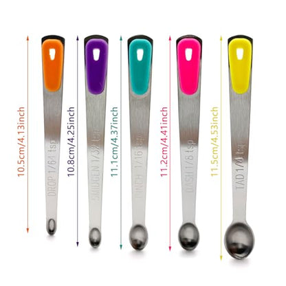 Measuring Spoons Set, Small Measuring Spoon 1/64, 1/32, 1/16, 1/8, 1/4 tsp, Mini Measuring Spoons, Stainless Steel Measuring Spoons, Set of 5