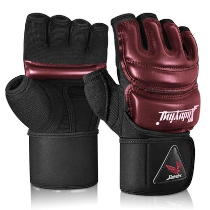 Xinluying MMA Boxing Gloves, 28CM Wide Wristband, PU, for Men, Women & Kids - color: Red, size: Small