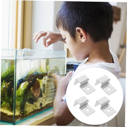 COLLBATH Fish Tank Accessory 4pcs Stainless Steel Support Frame for Aquarium Lid Holder