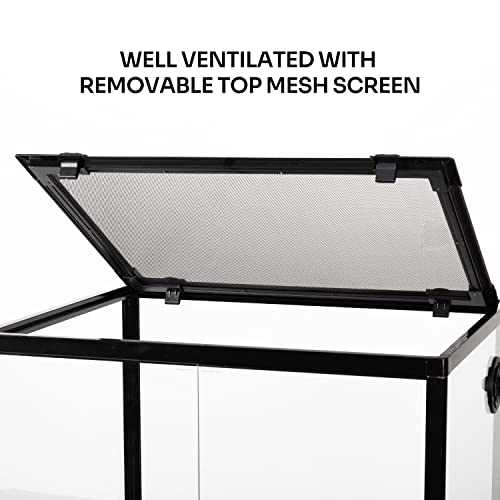 REPTIZOO 45 Gallon Glass Reptile Terrarium 24" x 18" x 24" Knock-Down Reptile Tank with Double Hinge Door and Top Screen Ventilation Easy Assembly Terrarium