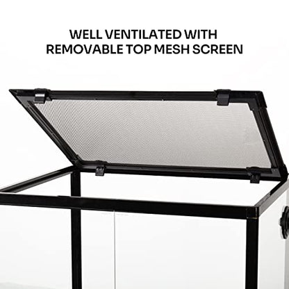 REPTIZOO 45 Gallon Glass Reptile Terrarium 24" x 18" x 24" Knock-Down Reptile Tank with Double Hinge Door and Top Screen Ventilation Easy Assembly Terrarium