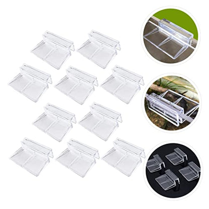 WOONEKY 10pcs Fish Tank Stand Cover Holder Acrylic Racks for Tanks Aquarium Cover Support Brackets - size: 5.5X5X1.8CM
